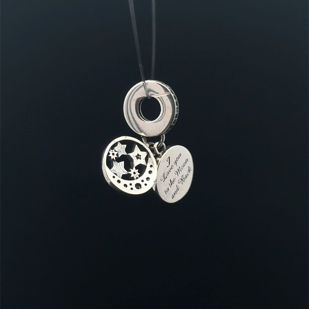 925 Sterling Silver Pendant Stars Moon For Charm Bracelet - Picture 10 of 10